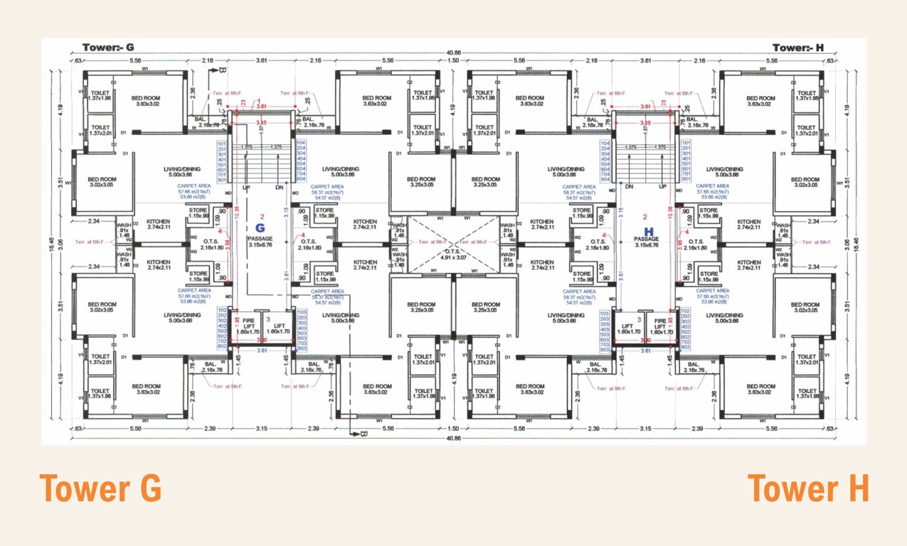heights Block G Cluster Plan from 1st to 8th Floor