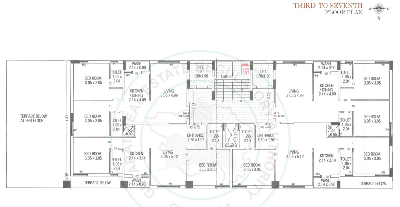  dwarika avenue Tower A Cluster Plan from 2nd to 7th Floor