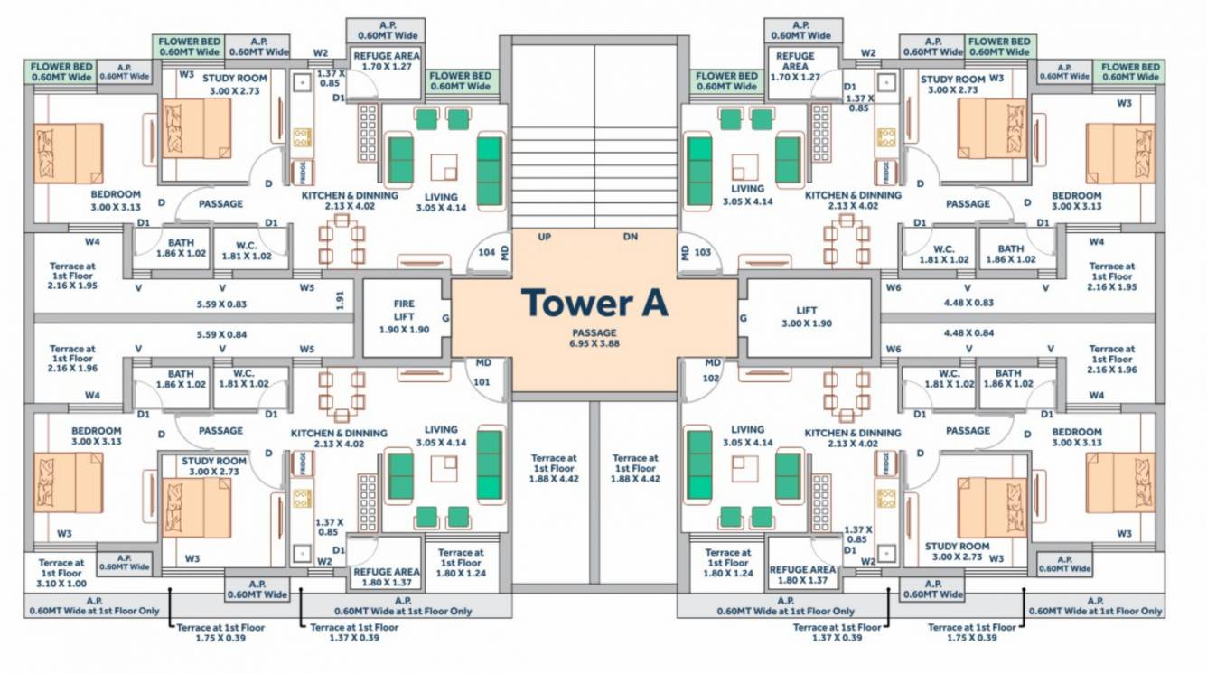  pusti hills Tower A Cluster Plan