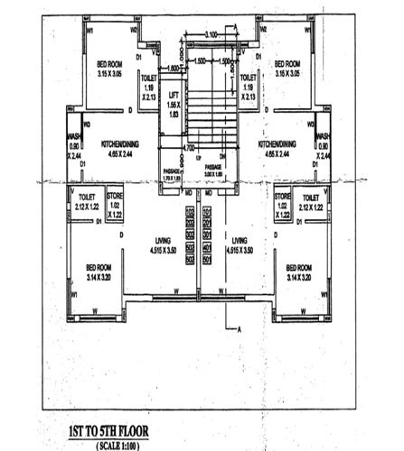  shubham-palace Block A Cluster Plan from 1st to 5th Floor