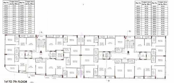  keshav-heights Tower A B Cluster Plan from 1st to 7th Floor