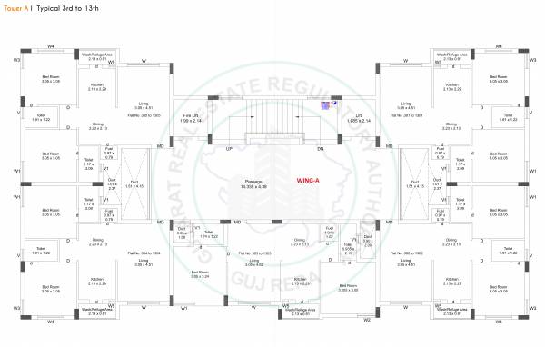  nirali-heights Block A Cluster Plan from 3rd to 13th Floor