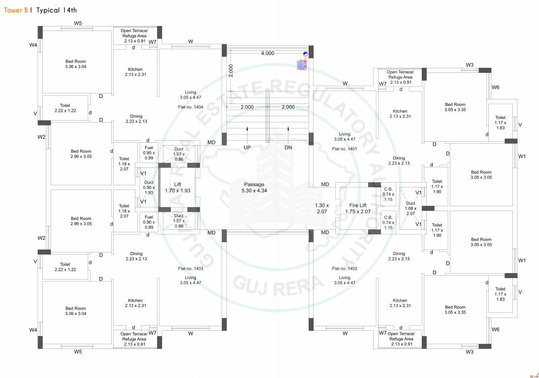 nirali heights Block B Cluster Plan for 14th Floor