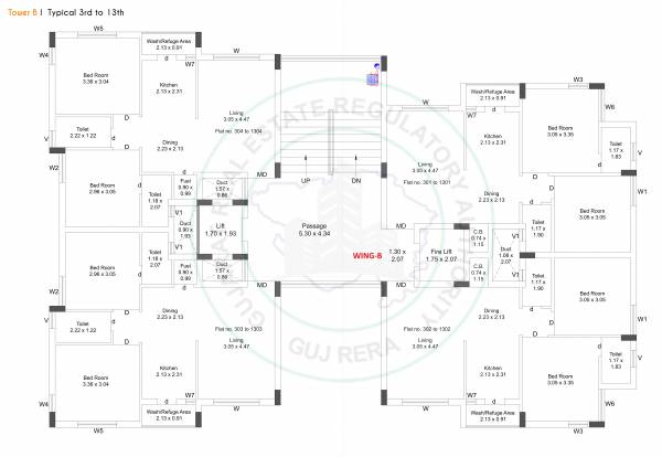  nirali-heights Block B Cluster Plan from 3rd to 13th Floor