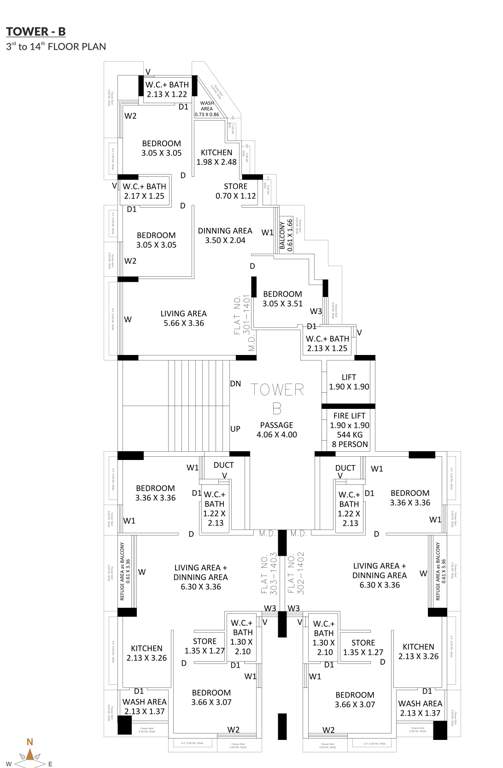  golden nest Block B Cluster Plan from 3rd to 14th Floor