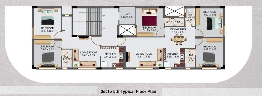  sadguru nest Sadguru Nest Cluster Plan from 3rd to 5th Floor