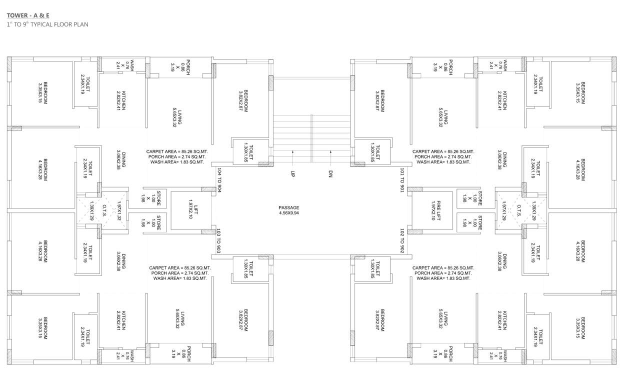  pearl avenue Tower A Cluster Plan from 1st to 9th Floor A E
