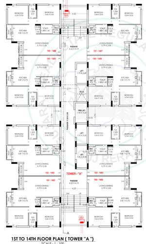 Tower A Cluster Plan from 1st to 14th Floor harikrushna-city Tower A Cluster Plan from 1st to 14th Floor