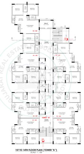 Tower B Cluster Plan from 1st to 14th Floor harikrushna-city Tower B Cluster Plan from 1st to 14th Floor