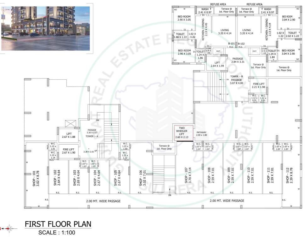 amarnath heights Tower A, B Cluster Plan for 1st Floor