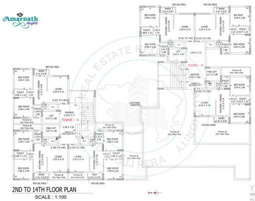 Tower A, B Cluster Plan from 2nd to 14th Floor amarnath-heights Tower A, B Cluster Plan from 2nd to 14th Floor