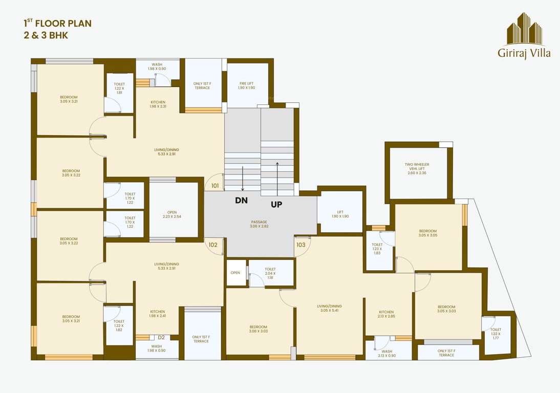giriraj villa Block A Cluster Plan for 1st Floor