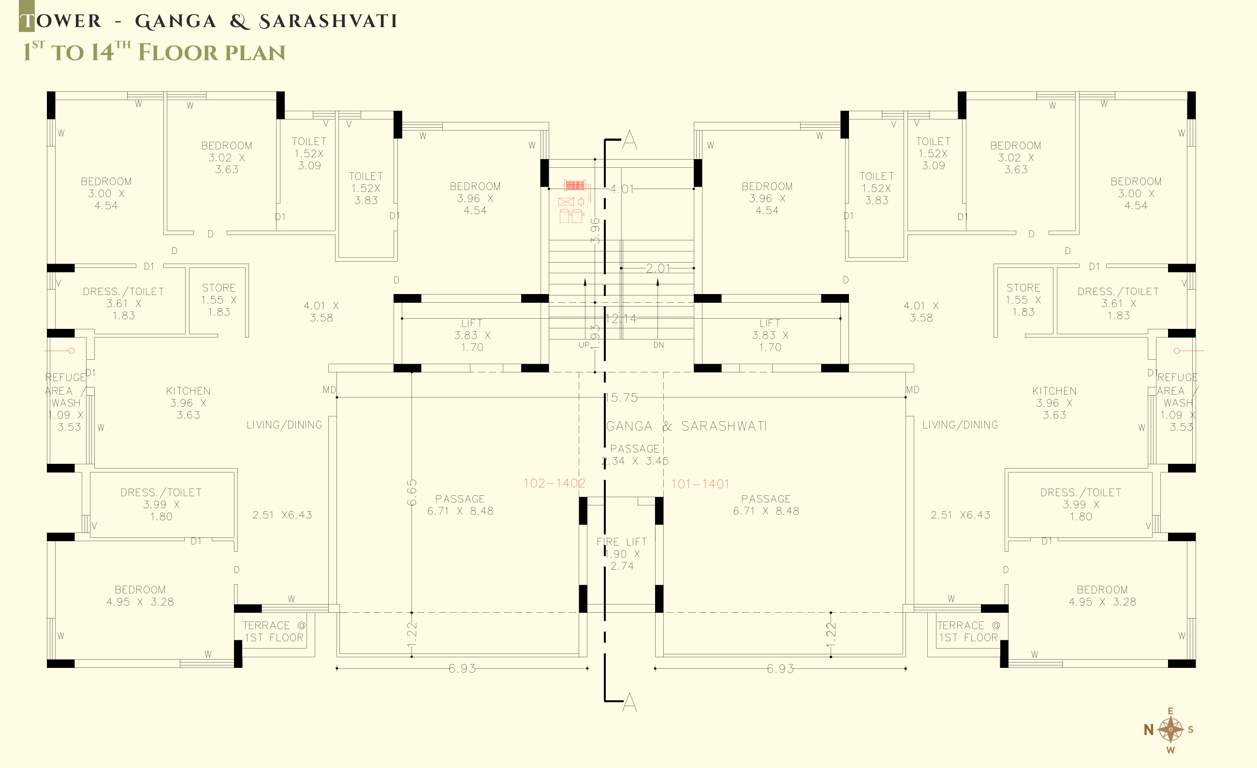 pavitram prayag Ganga Cluster Plan from 1st to 14th Floor