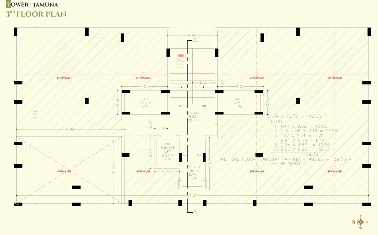pavitram prayag Jamuna Cluster Plan from 1st to 3rd Floor