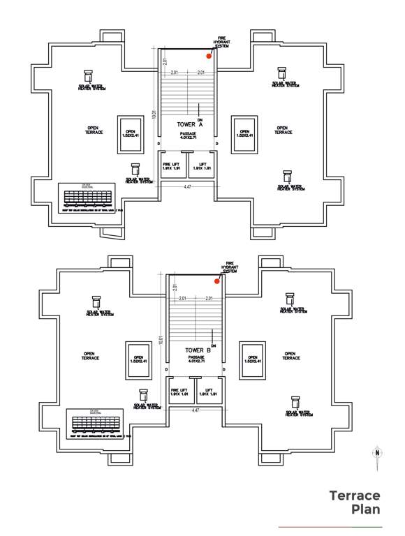 prashanti twin Block A Cluster Plan for Terrace Floor