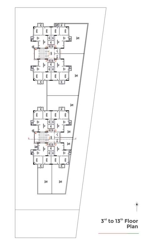 prashanti twin Block A Cluster Plan from 3rd to 13th Floor