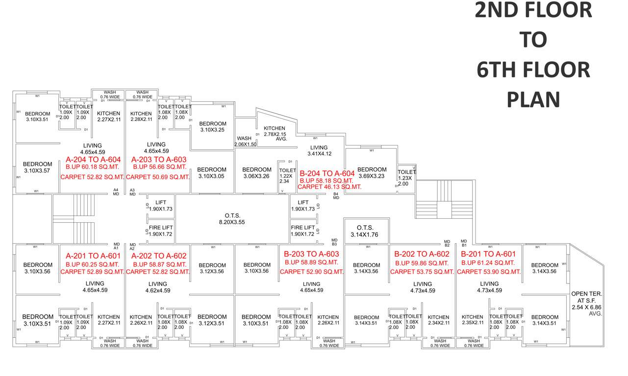 akshar arcade Tower A B Cluster Plan from 2nd to 6th Floor