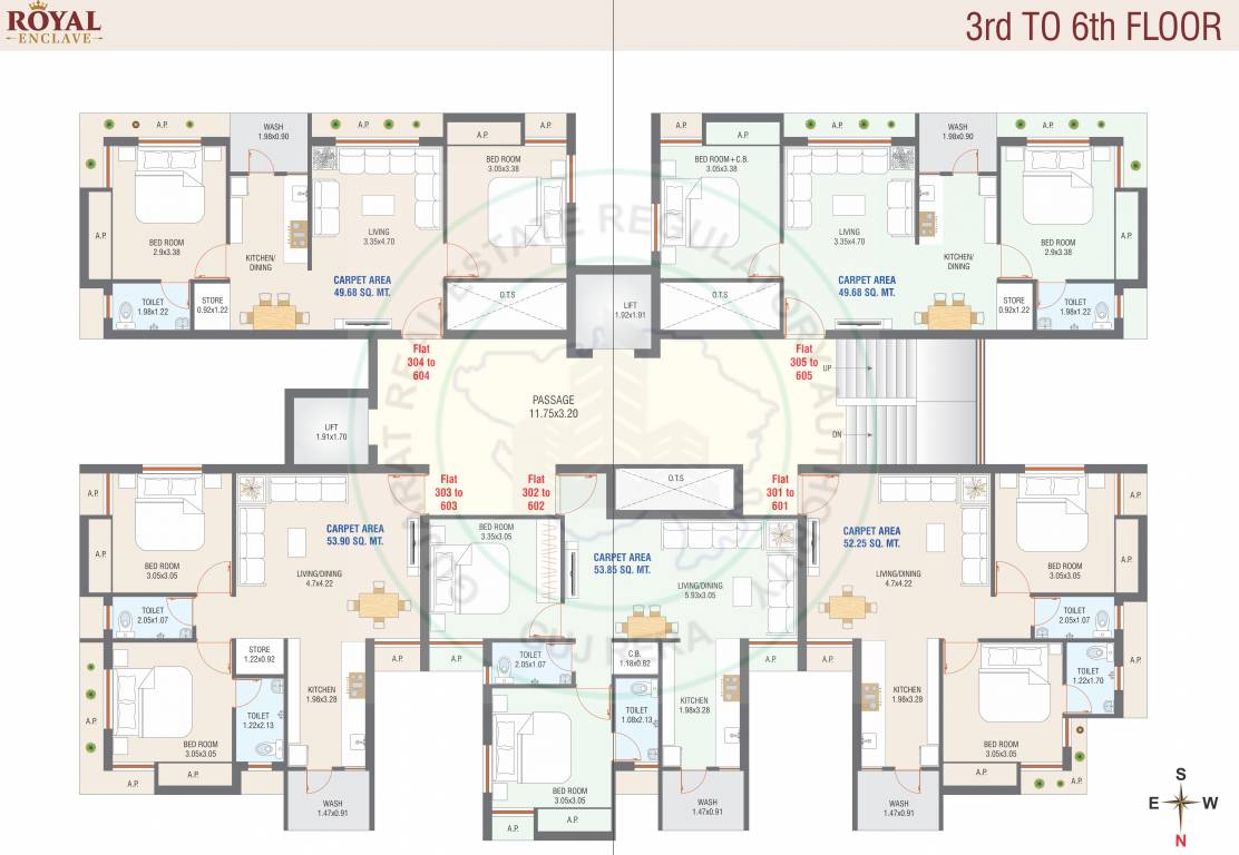 royal enclave Block A Cluster Plan from 3rd to 6th Floor