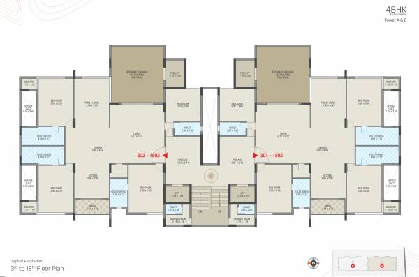  zion Tower A Cluster Plan from 3rd to 18th Floor A B