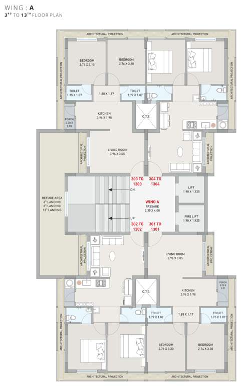  vallabh heights Tower A Cluster Plan from 3rd to 13th Floor