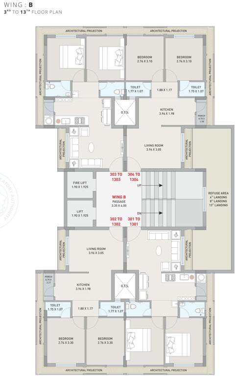  vallabh heights Tower B Cluster Plan from 3rd to 13th Floor