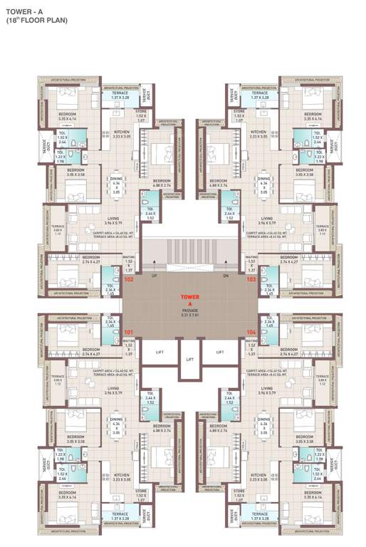  tulsi imperia Block A Cluster Plan for 18th Floor