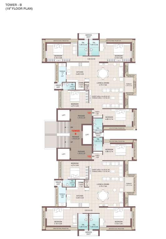  tulsi imperia Block B Cluster Plan for 19th Floor