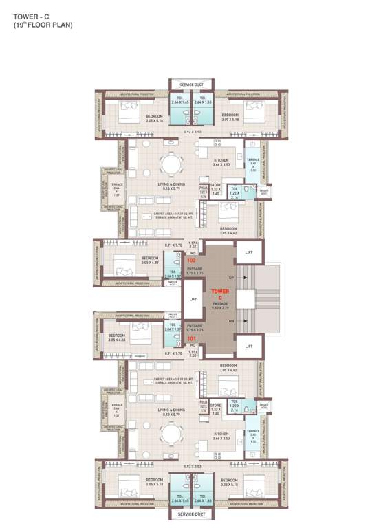  tulsi imperia Block C Cluster Plan for 19th Floor