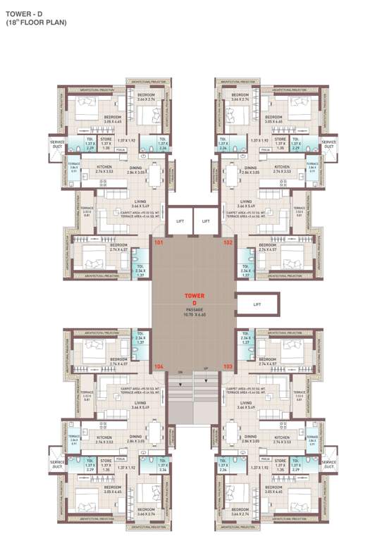  tulsi imperia Block D Cluster Plan for 18th Floor