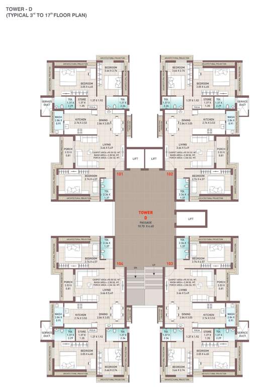 tulsi imperia Block D Cluster Plan from 3rd to 17th Floor