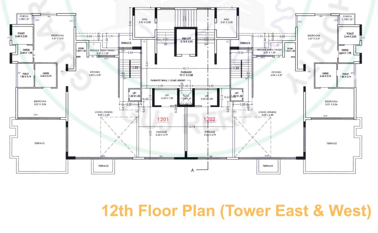the presidential East Cluster Plan for 12th Floor