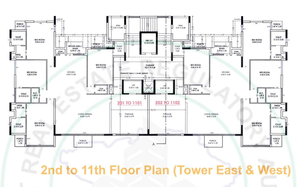 the presidential Wast Cluster Plan from 2nd to 11th Floor