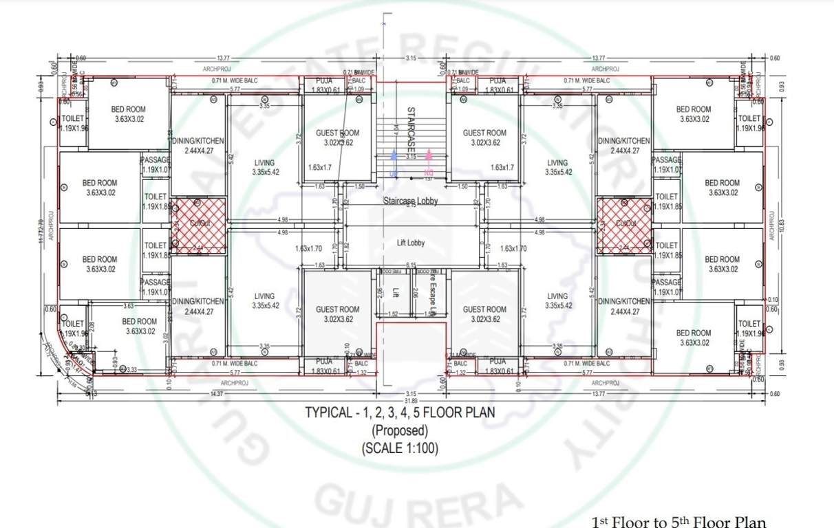  kesar A Cluster Plan from 1st to 5th Floor