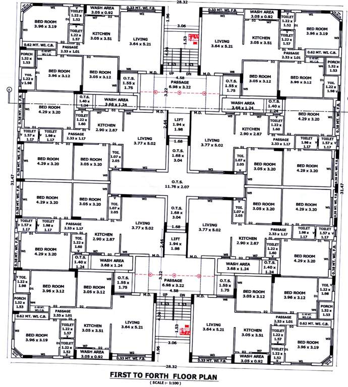  mohan dream city Tower A, B Cluster Plan from 1st to 4th Floor