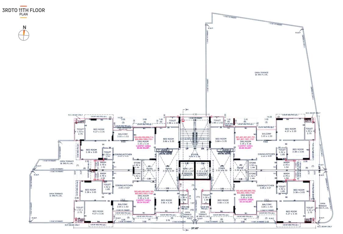  shyam one Block A Cluster Plan from 3rd to 11th Floor