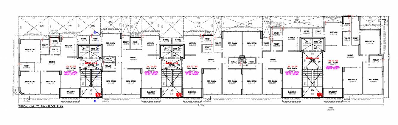  heights Tower C Cluster Plan from 1st to 7th Floor