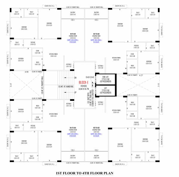  gokuldham-parisar E Cluster Plan from 1st to 4th Floor