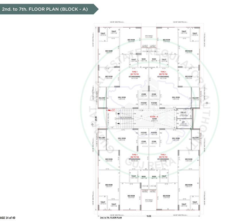  radhe krishna sparsh Block A Cluster Plan from 2nd to 7th Floor