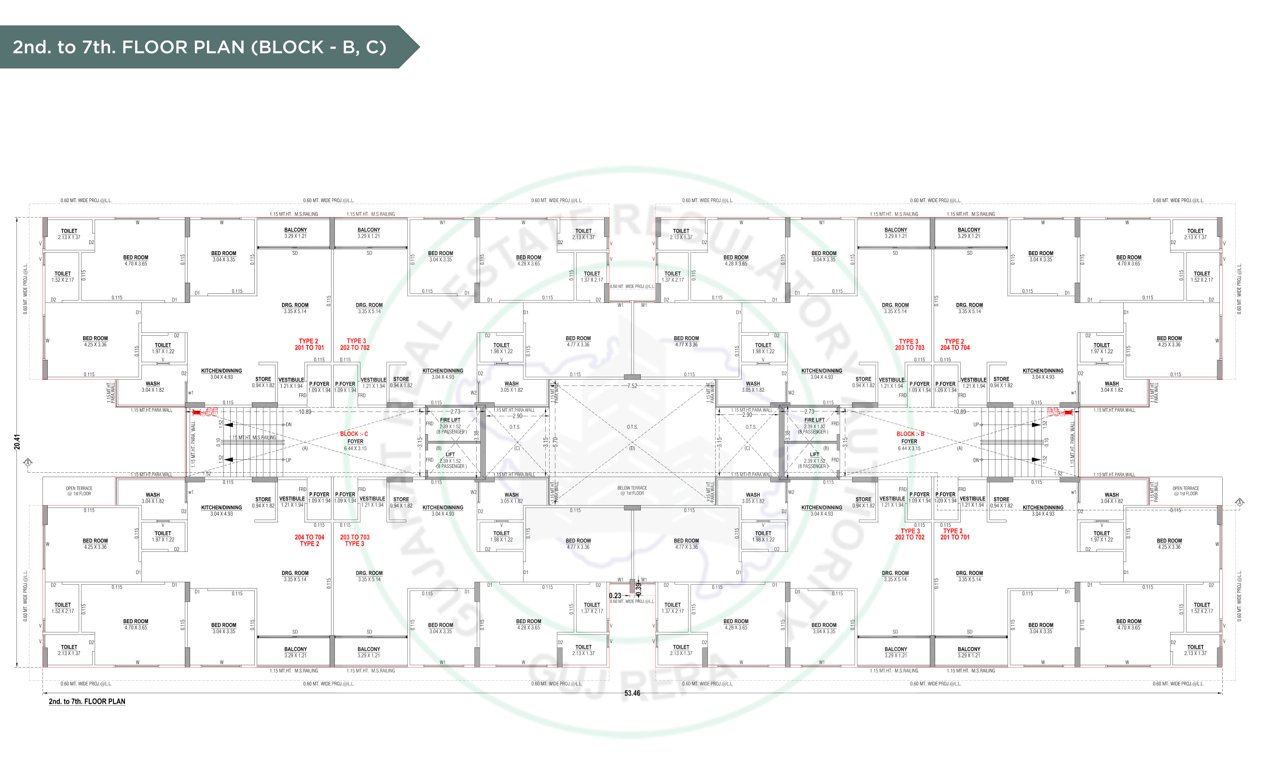  radhe krishna sparsh Block B Cluster Plan from 2nd to 7th Floor