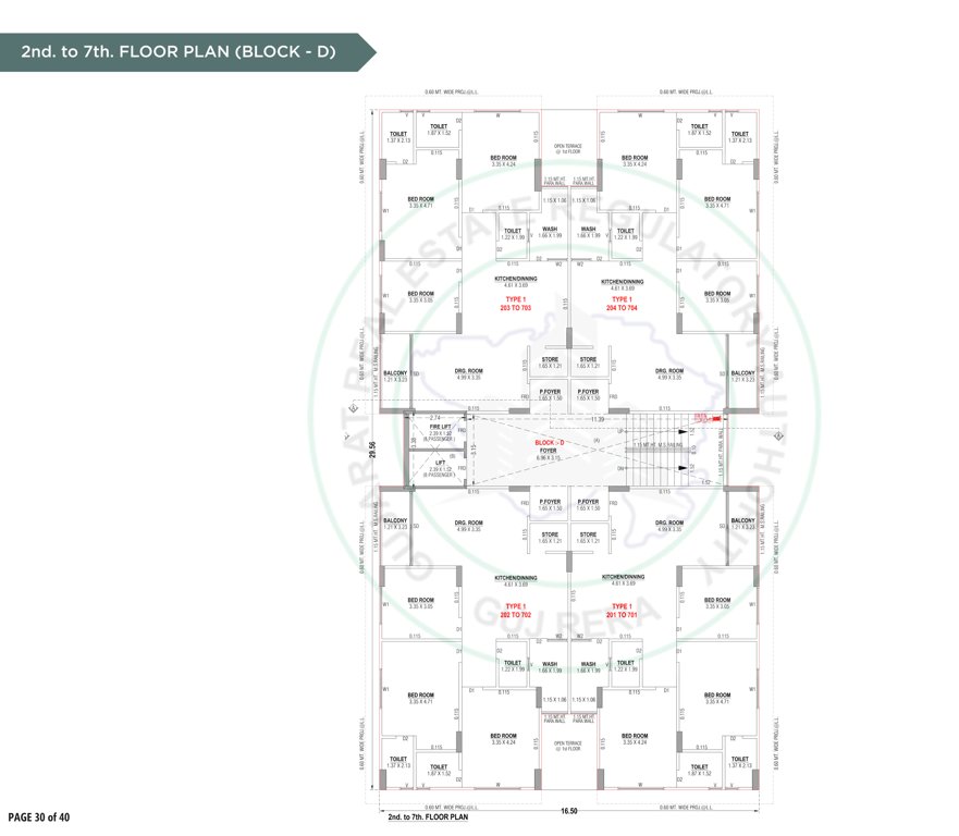  radhe krishna sparsh Block D Cluster Plan from 2nd to 7th Floor