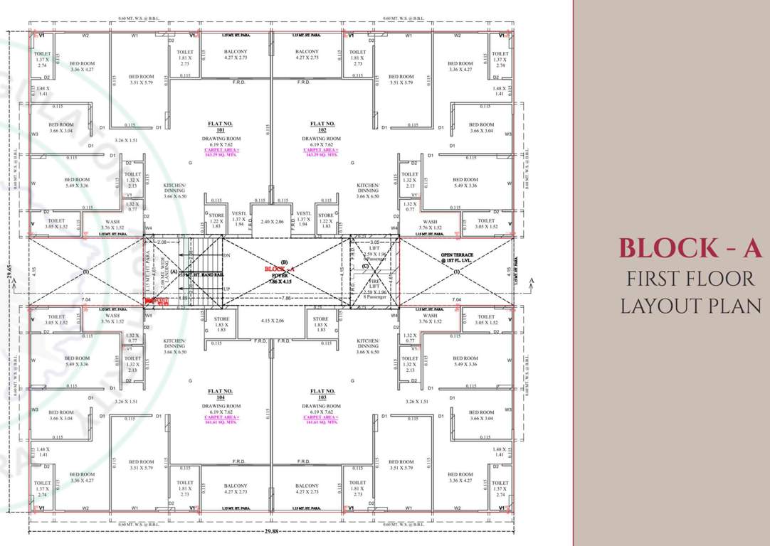  gulmohar the garden living Tower A Cluster Plan for 1st Floor