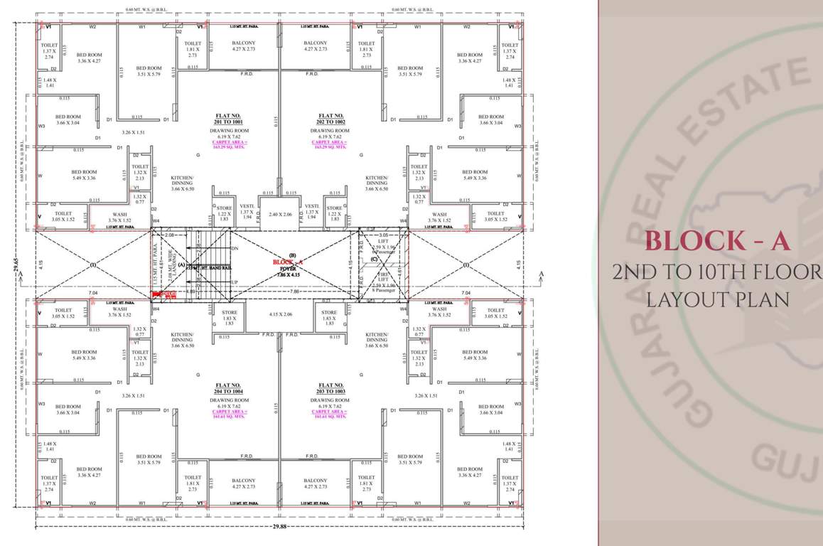  gulmohar the garden living Tower A Cluster Plan from 2nd to 10th Floor