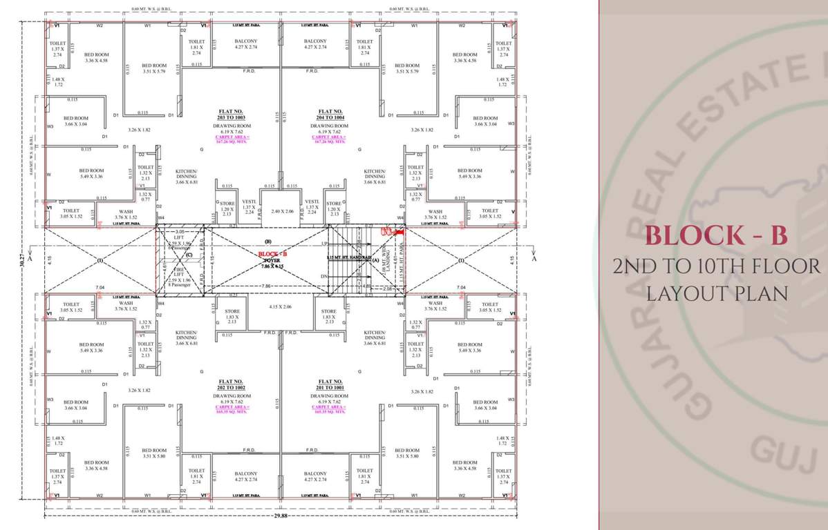  gulmohar the garden living Tower B Cluster Plan from 2nd to 10th Floor