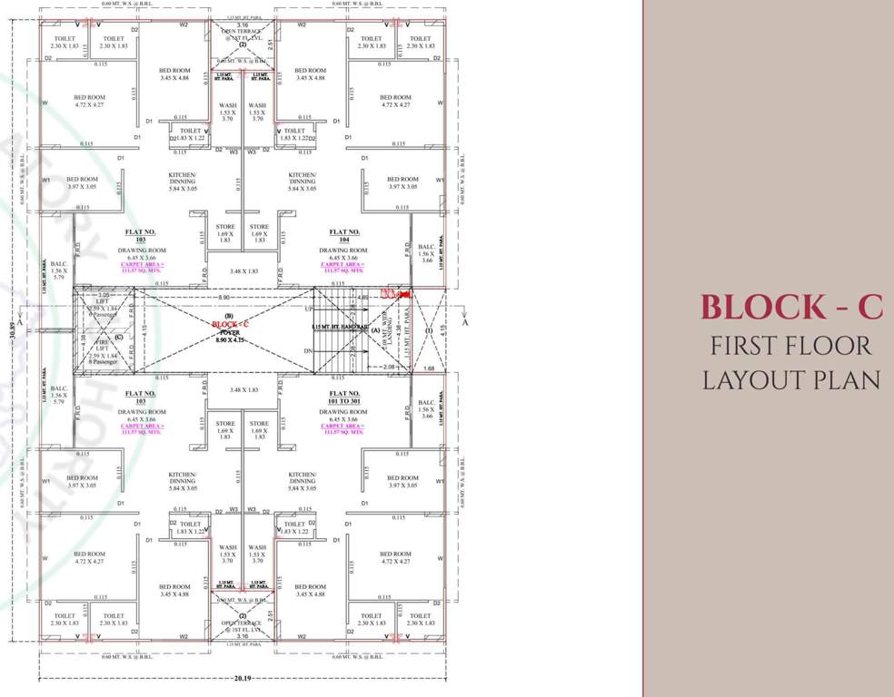  gulmohar the garden living Tower C Cluster Plan for 1st Floor