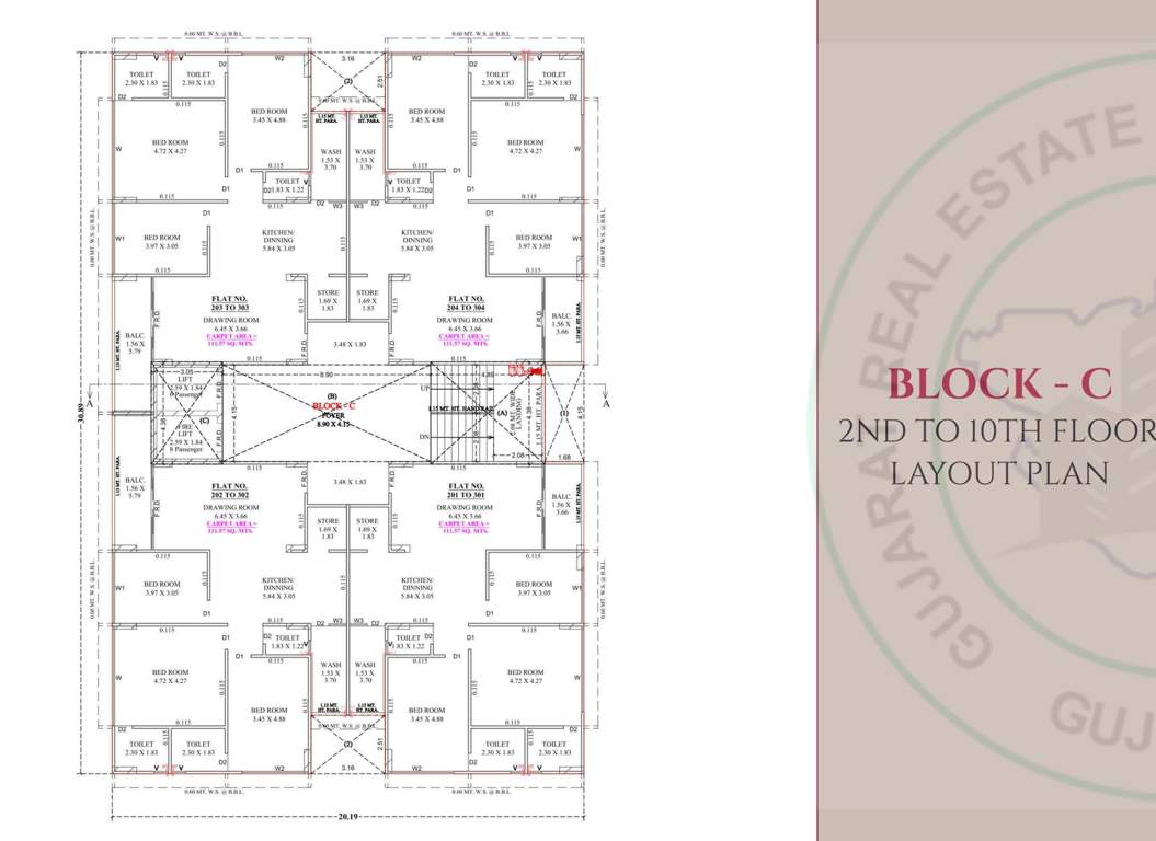  gulmohar the garden living Tower C Cluster Plan from 2nd to 10th Floor