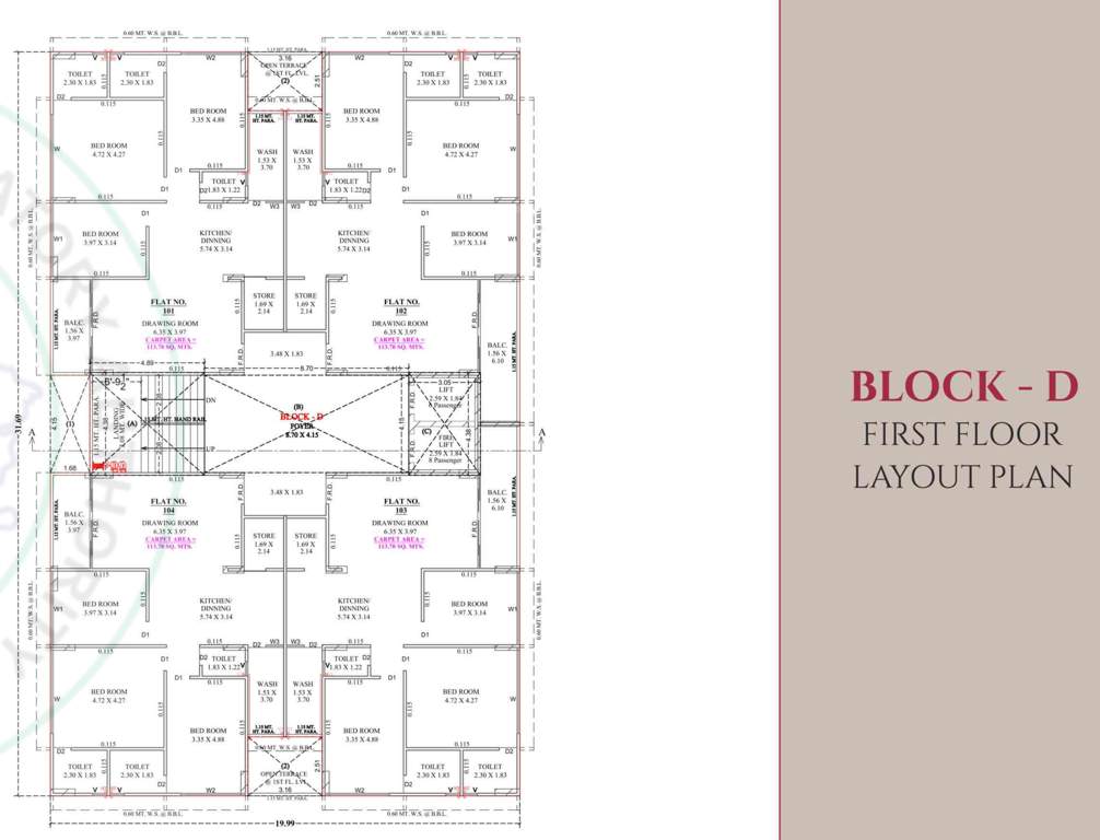  gulmohar the garden living Tower D Cluster Plan for 1st Floor