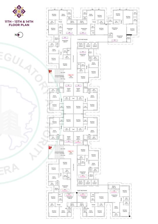  aashirvad lavish Block A Cluster Plan from 11th to 14th Floor