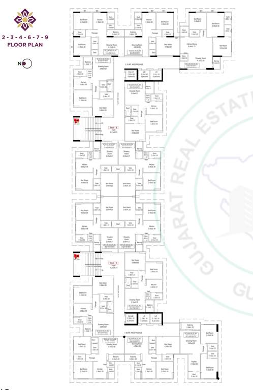  aashirvad lavish Block B Cluster Plan from 2nd to 9th Floor