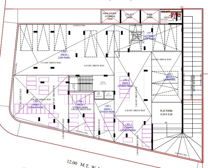  rudra square Block A+B Cluster Plan basemnt