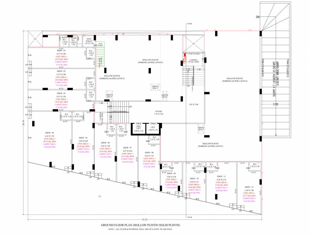  square Block A+B Cluster Plan for ground Floor